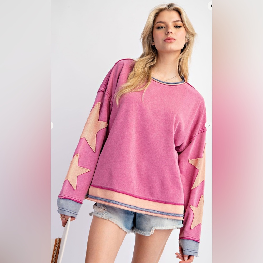 NEW POL Pink Star Sweatshirt! SZ Small